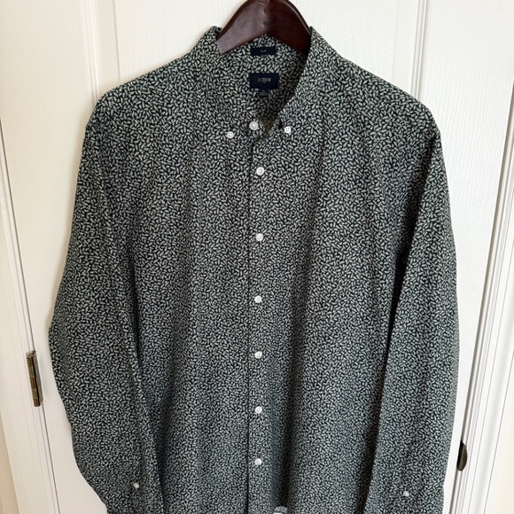 J. Crew Men's Green Patterned Slim Long Sleeve Button Down Shirt Sz XL - Picture 1 of 5